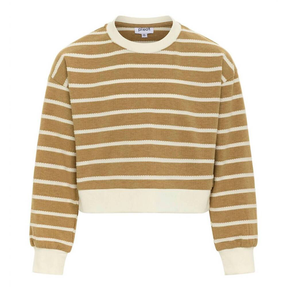 NEW PLEAT girls natalie top in coffee stripe